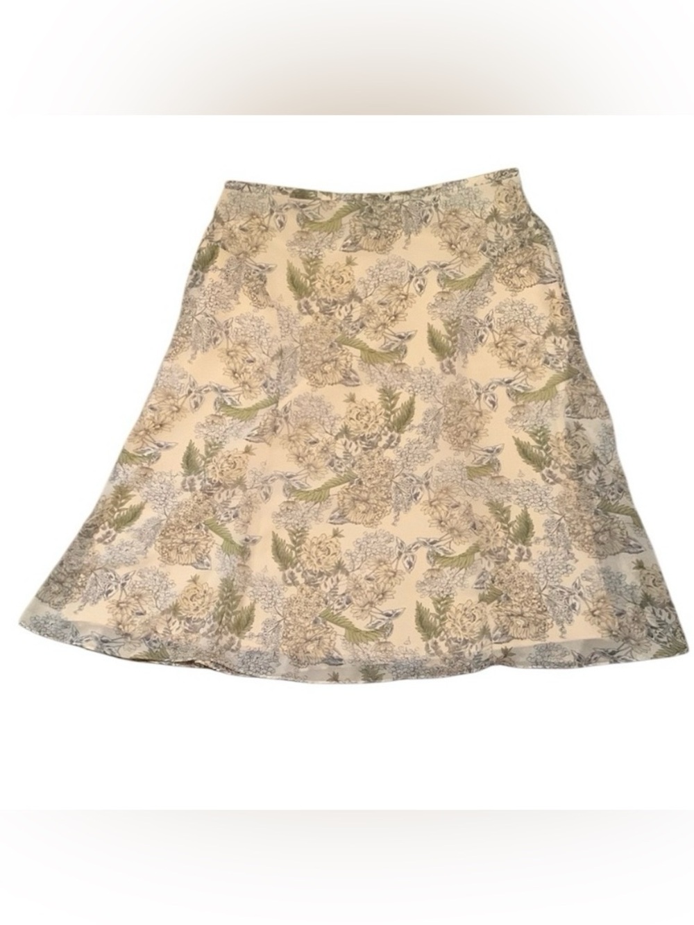 Vintage Jones Wear Floral Cream Yellow A-Line Skirt Women’s Size 12 Cottagecore